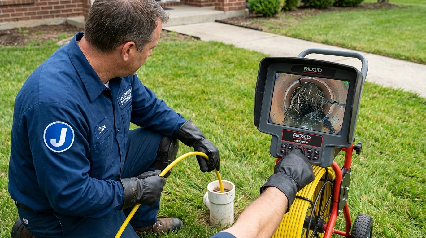Sewer camera inspection being performed by Johns Plumbing LLC in Nezperce