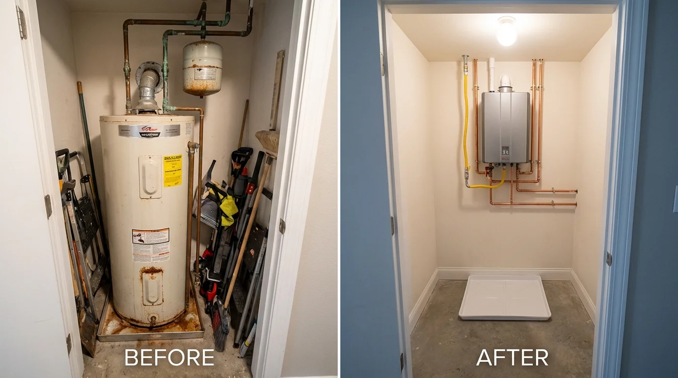 Tank water heater versus wall-mounted tankless unit comparison for Nezperce, ID homeowners